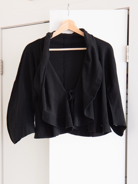 Issey Miyake Sweaters - Issey Miyake Black Open-Front Cardigan